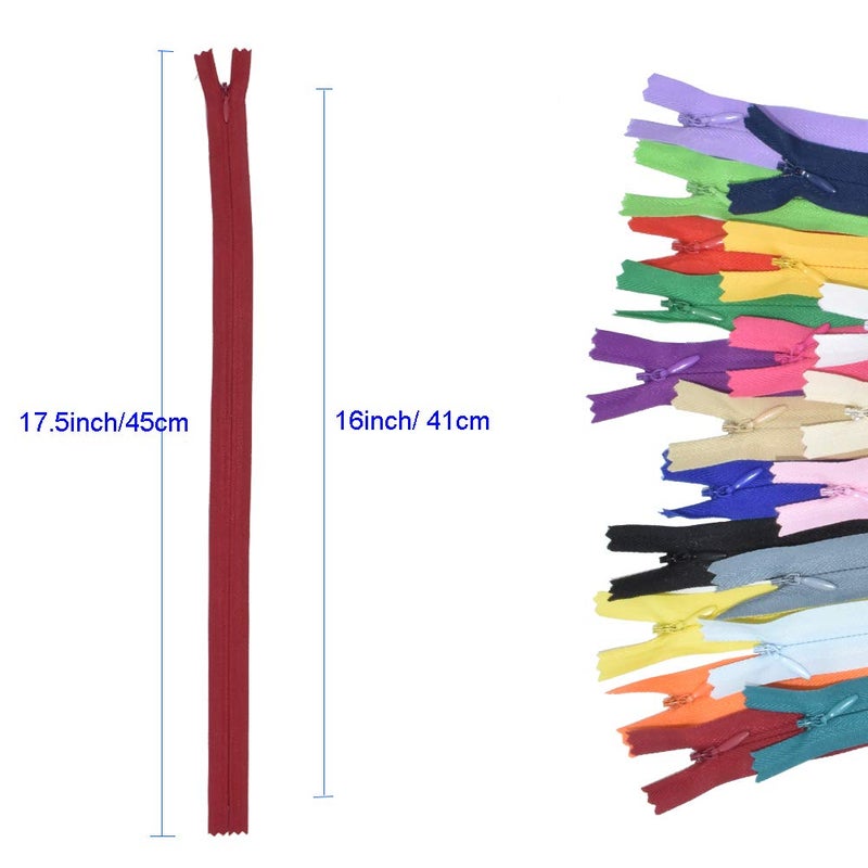 ريناشد 40 قطعة سحاب نايلون غير مرئي 16 بوصة 40 قطعة لخياطة المجاري أدوات الخياطة الحرفية الملابس الخاصة 20 لونًا (16 بوصة) - Image 2